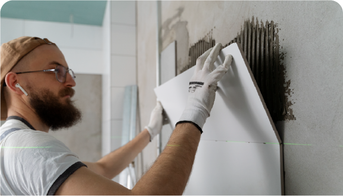 Tile installation and bathroom finishes